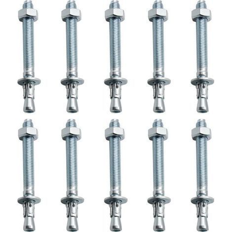 Chevilles D'ancrage, 10 Pièces M10/ 10mm Chevilles pour Charges Lourdes Galvanisées, Chevilles Métalliques Galvanisées, pour Balustrades, Murs-rideaux, Poutres, Billettes, Supports (1/5)