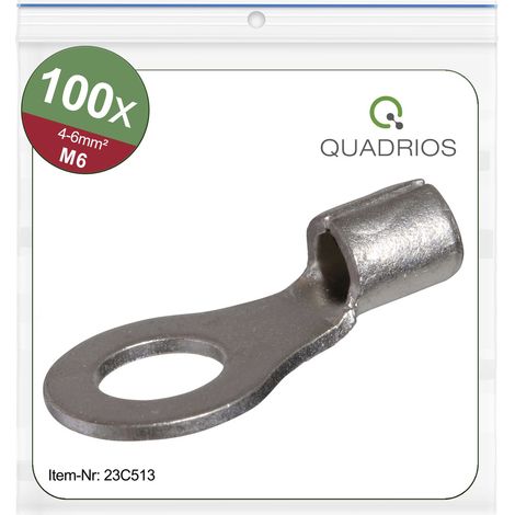Quadrios 23C513 Ringkabelschuh  Querschnitt (max.)=6 mm² Loch-Ø=6.5 mm Unisoliert  100 St.