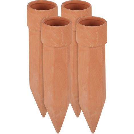 Relaxdays – Cônes d’arrosage en argile – Lot de 4 – Pour bouteilles jusqu’à 1,5 L – Dimensions 19 x 4,5 cm – Système d’arrosage automatique