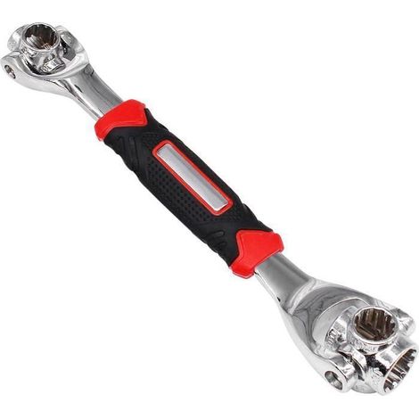 KLVGTIFS PU - Clé à douille universelle - FOCLATUNER - 52 en 1 - Acier inoxydable - Rotative 360 degrés - Rouge et Noir (1/5)
