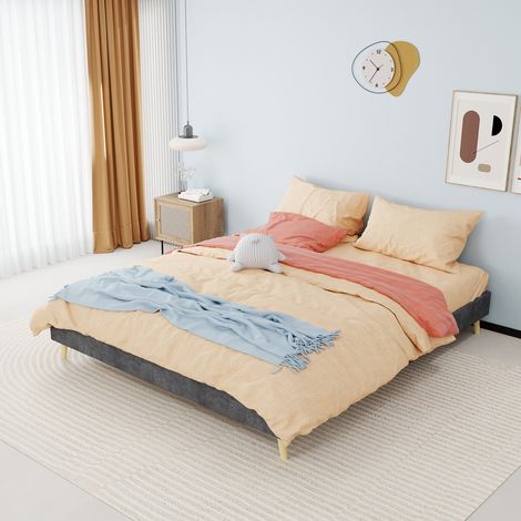 lit coffre 160x200 gris tissu métal OKMYHOME (1/5)