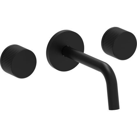 Mitigeur lavabo 3 trous mural noir mat avec plaques rondes Paffoni Jo JO003NO Noir mat - 175 mm (1/3)