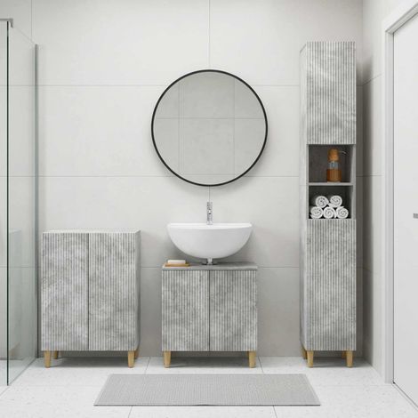 vidaXL 3 Piece Bathroom Cabinet Set ARNHEM Concrete Grey (1/5)