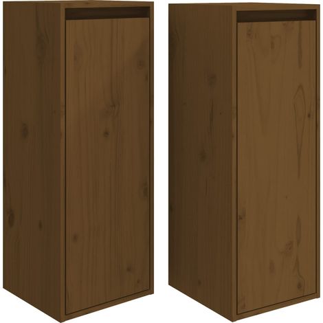 Maison Exclusive - Pensili 2 pz Marrone Ambra 30x30x80cm in Legno Massello di Pino