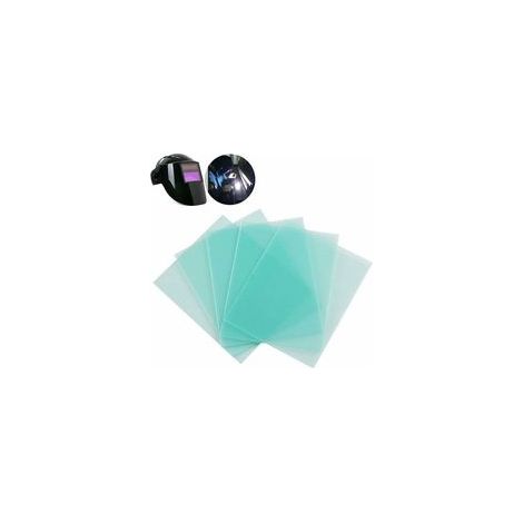 Lot de 10 verres de rechange pour casque de soudage – Polycarbonate ignifuge – Dimensions 110 x 90 mm – Protection contre étincelles (1/4)