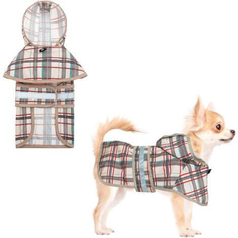 Ciel-Imperméable avec capuche et ouverture pour laisse, imperméable pour chiens de petite et moyenne taille, imperméable avec bandes réfléchissantes, imperméable ajustable et respirant pour chiots (1/5)