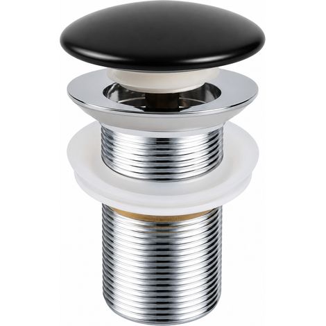 Bonde de Lavabo Inox à Clapet Noir avec Trop-plein 1,25 Pouce (1/5)