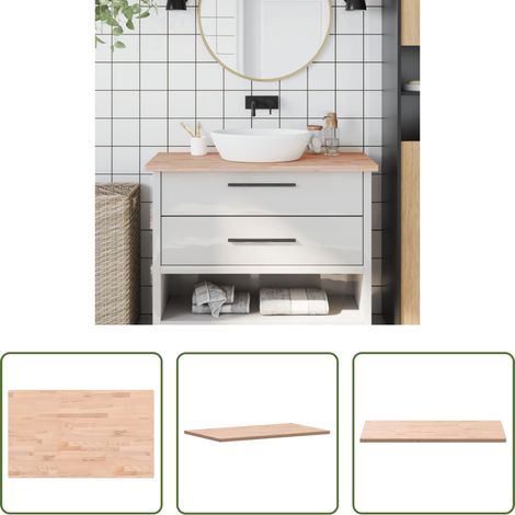Bois de hêtre - Comptoir de salle de bain 100x60x2,5 cm bois massif de hêtre (1/5)