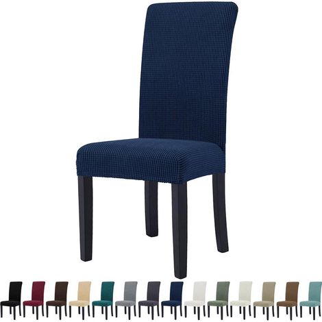 Housses de chaise extensibles 6 pièces, lavables et amovibles, pour salle à manger, cuisine, hôtel, bleu (1/5)