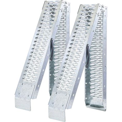 Rampes de chargement pliables - Acier renforcé - Lot de 2 - Galavanisées - Poids max 440 Kg - Largeur : 22cm - Long : 190cm (1/5)