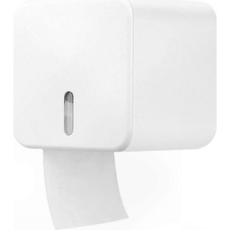 Distributeur mural pour salle de bain, porte-rouleau imperméable et anti-poussière pour papier toilette, finition blanche, installation facile et robuste. (1/5)