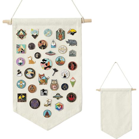 Support d'Affichage en Toile - 1 Pièce - Beige Naturel - Rangement Mural pour Pins et Rosettes - Collectionneurs et Artisans - Format Standard (1/5)