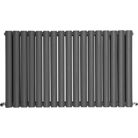 Warmehaus Oval Radiator Anthracite Horizontal Double 600x1003mm (1/4)