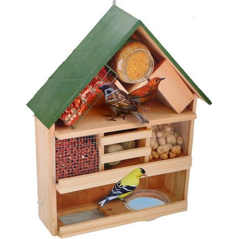 Mangiatoia per Uccelli Giardino Casetta Uccellini Hotel Api 3 Piani in Legno XL (1/2)