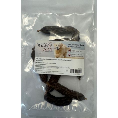 Wild & Fein italienische Salsiccia Hundewürstchen mit Truthahn - 80 g (1/2)