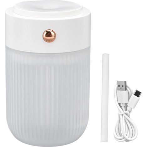Mini-USB-Luftbefeuchter 250 ml mit farbigem Nachtlicht für Auto, Büro und Wohnzimmer – Weiß (1/5)