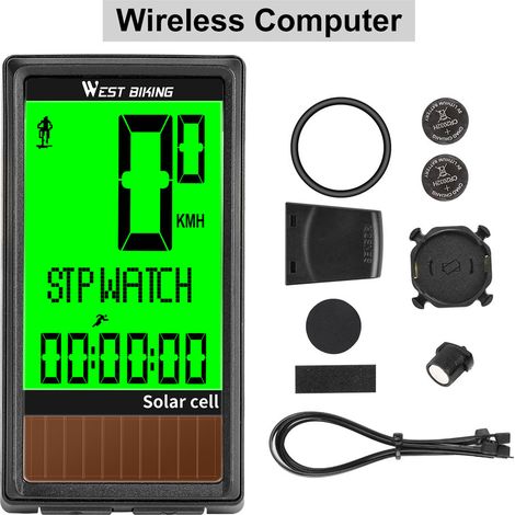Compteur kilométrique multifonctionnel de compteur de vitesse étanche Ipx7 de vélo sans fil avec panneau d'énergie solaire-vert