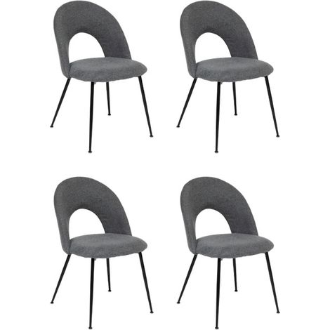 Lot de 4 Chaises en Tissu "Raven" 81cm Gris (1/5)