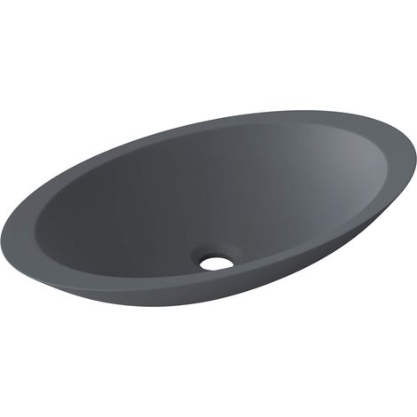 doporro Lavabo sobre encimera 59,3x35,1x10,7 cm lavabo antracita mate de mármol fundido Colossum802 (1/5)