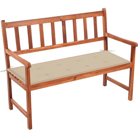 Banc de jardin avec coussin 120 cm Bois d'acacia massif
