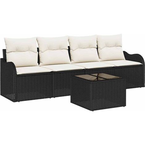 Maison Exclusive - Gartensofa-set Schwarz Poly-Rattan