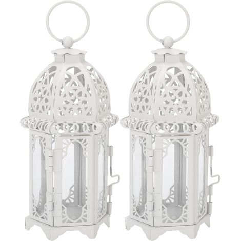 2 Pièces Supports de Bougies Suspendus en Fer Blanc Transparent, Décoration Murale Romantique Style Château pour Bougeoirs (1/5)