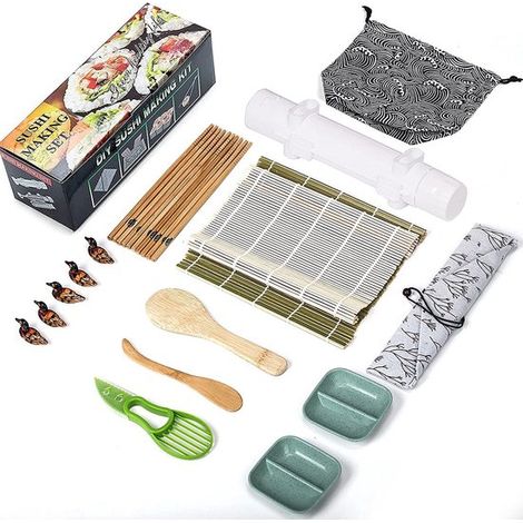 Kit de fabrication de sushis – 8 formes – 13 en 1 – Avec couteau – Débutants (1/5)
