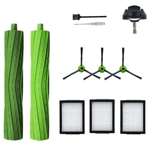 Repuestos para aspiradora iRobot Roomba J7 I7 I6 I3 I4 I2 I5 I8 I1+/Plus E5 E6 I E J: 1 juego de cepillos de rodillo de goma, 1 rueda delantera, 4 filtros, 4 cepillos laterales (1/4)