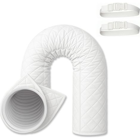 Funda aislante para conducto de aire acondicionado, apta para la manguera de escape de aires acondicionados portátiles (blanca, 15053 cm (4 correas incluidas)). (1/5)