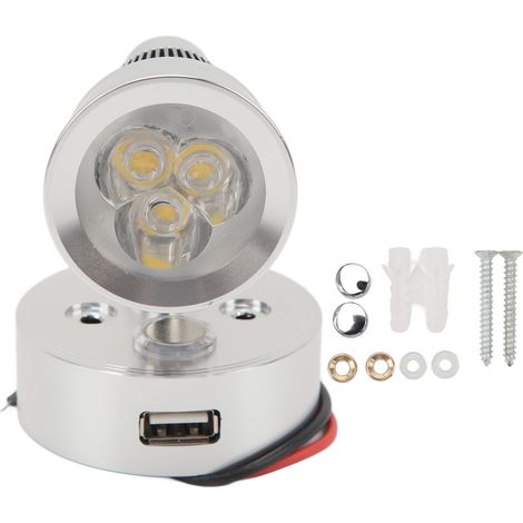 Lampe de chevet LED RV avec port de charge USB, interrupteur tactile, variateur de lumière pour voitures et bateaux 12-24V DC, argenté, éclairage intérieur (1/5)