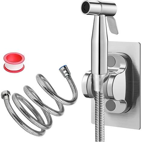 2 Metre Stainless Steel Shower Kit - Silver Toilet Shower, Jet Toilet with Hose, Bidet Sprayer for Kitchens, Bathrooms and Hotels (1/5)
