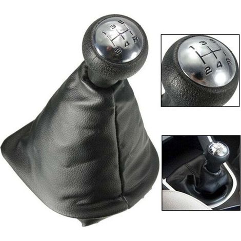 Pomo de palanca de cambios de 5 velocidades con funda, compatible con Peugeot 307-Crezuo