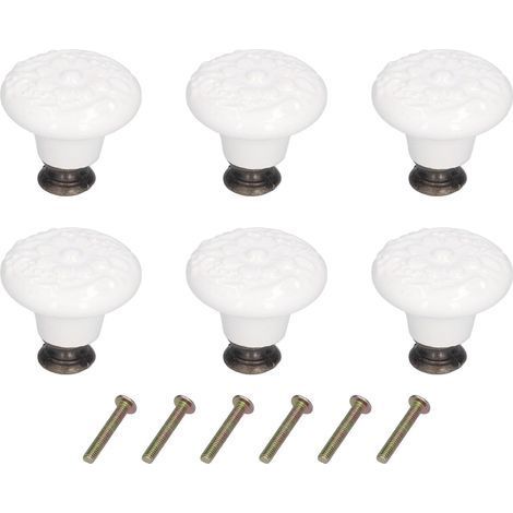 6 maniglie rotonde in ceramica bianca per cassetti – eleganti maniglie per mobili, per porte e armadi (1/5)