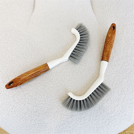 2 pièces Brosse de Nettoyage Sol à Manche Bois Brosse à Récurer Multi-usages pour Salle de Bain Fenêtre et Rainures Poils Résistants pour Éliminer Saleté et Résidus Outil Pratique (1/5)