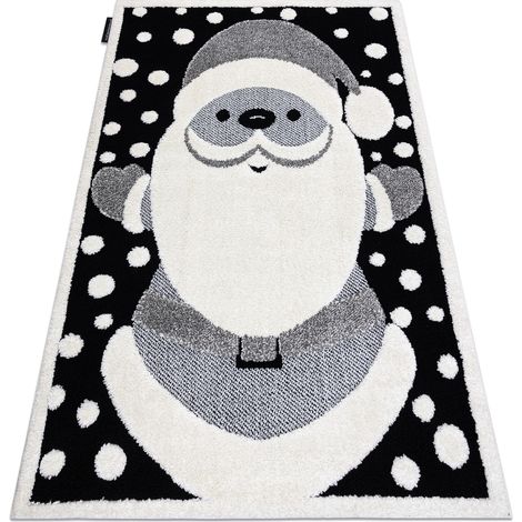 Moderner Kinderteppich JOY Santa Claus, für Kinder - strukturelle, zwei Ebenen aus Vlies schwarz / creme black 120x170 cm