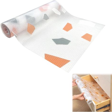 Tapis de tiroir imperméable et antidérapant pour placards et réfrigérateur. Protection pour tiroirs de cuisine et meubles. Sans adhésif. Convient pour la cuisine, les étagères et les placards. Découpa (1/2)