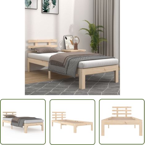 The Living Store Massivholzbett 100x200 cm - Holzbett - Kiefernholzbett - Singlebett - Massivholzbette - Einzelbett (1/5)