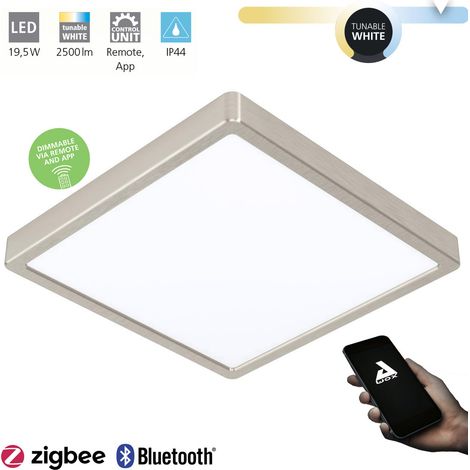 Luminaire encastré FUEVA-Z Nickel-Matt L: 28.5 B: 28.5 H: 2.8cm Dimmable IP44 2700-6500K avec fonction Connect-Z (1/5)