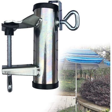 Sonnenschirmhalterung zum Anklemmen für Terrasse, Balkon, Sonnenschirmständer – Silber (1/5)