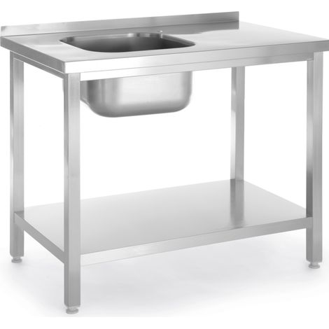 Table d'évier avec étagère, vissée - 600x1000xH890 mm - Ref 817025 - Hendi