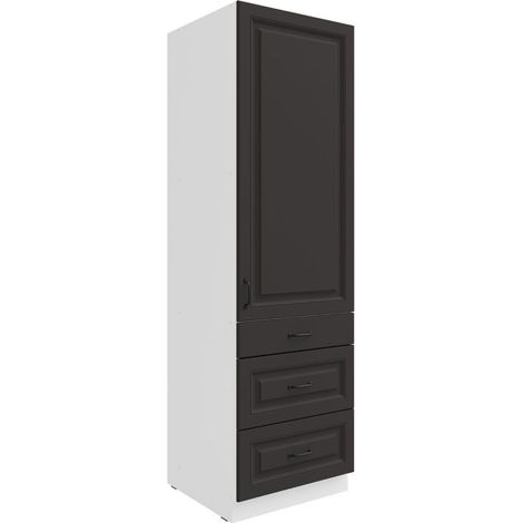 Küchen Hochschrank 60 cm Stilo Grau Weiss Küchenzeile Küchenblock mit Schubladen (1/5)
