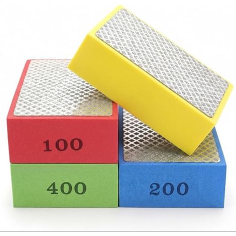 Cale à Poncer Carrelage Éponges de Ponçage Blocs Diamant Tampons de Polissage Manuels pour Carreaux, Céramique, Verre, Pierre, Granit, Marbre (60 100 200 400) (1/5)