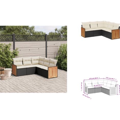 Salon de jardin 5 pcs avec coussins noir résine tressée - Ensemble Salon De Jardin - Meuble Extérieur - Résine Tressée - Rotin Synthétique - Mobilier De Jardin (1/3)