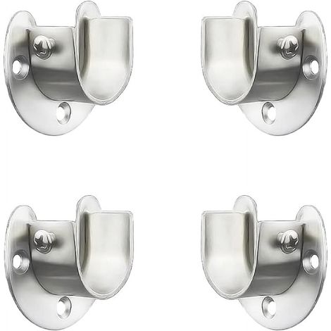 Staffa per asta appendiabiti in acciaio inox, staffa a U con presa aperta, flangia di supporto terminale per asta tenda doccia (32 mm, 4 pezzi per confezione) (1/4)