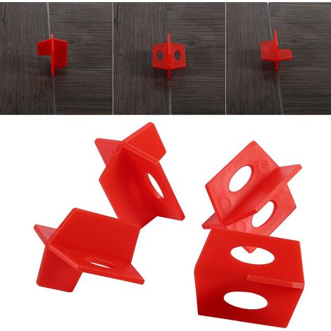 Écailleuse pour carrelage avec système de nivellement 3 faces - 50 pièces, couleur rouge, matériau PP, espacement 1/16'' (2mm) - pour installation murale et de sol (1/5)