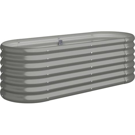 Jardinière, Pot de Fleurs d'extérieur, Acier enduit de poudre 114x40x36 cm Gris OIB7426E (1/5)
