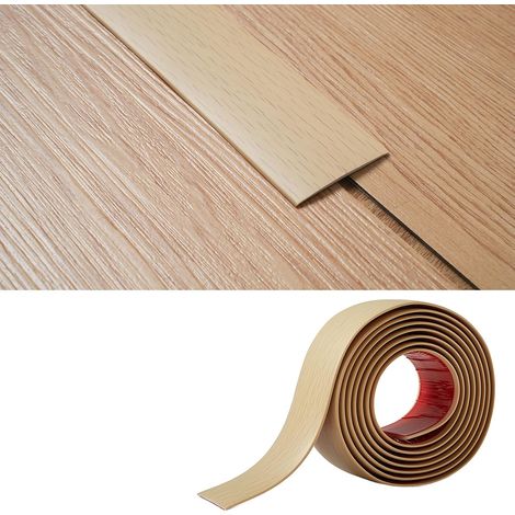 Bande de Transition Sol PVC 2M - 5cm Largeur 2mm Épaisseur - Adhésive Flexible Grain de Bois Beige - Joint Porte et Carrelage (1/5)
