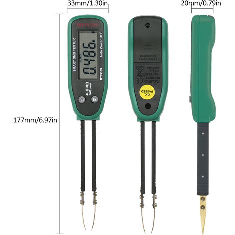 MAYILON MY8910 Smart SMD Tester con clip di prova, pinzette, penna per test di resistenza e capacità da 30 MΩ e 30 mF, display LCD digitale multifunzione a 3000 conteggi per test di resistenza, capaci (1/5)