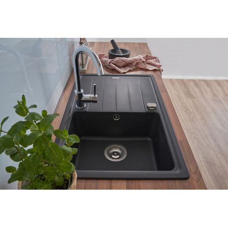 Küchenspüle Einbauspüle Spülbecken Granitspüle 78x50 Schwarz Respekta Columbia (1/5)