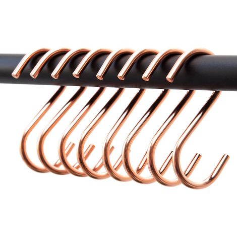 Lot de 8 crochets en cuivre en métal robuste pour armoire, penderie, cuisine et salle de bain (1/5)
